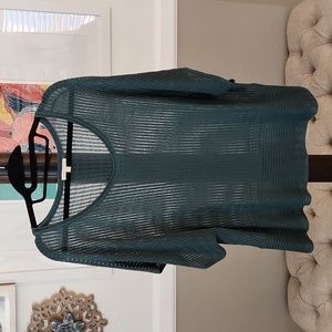 Tencil Eileen Fisher Short-Sleeve Sweater, Green, Size XL